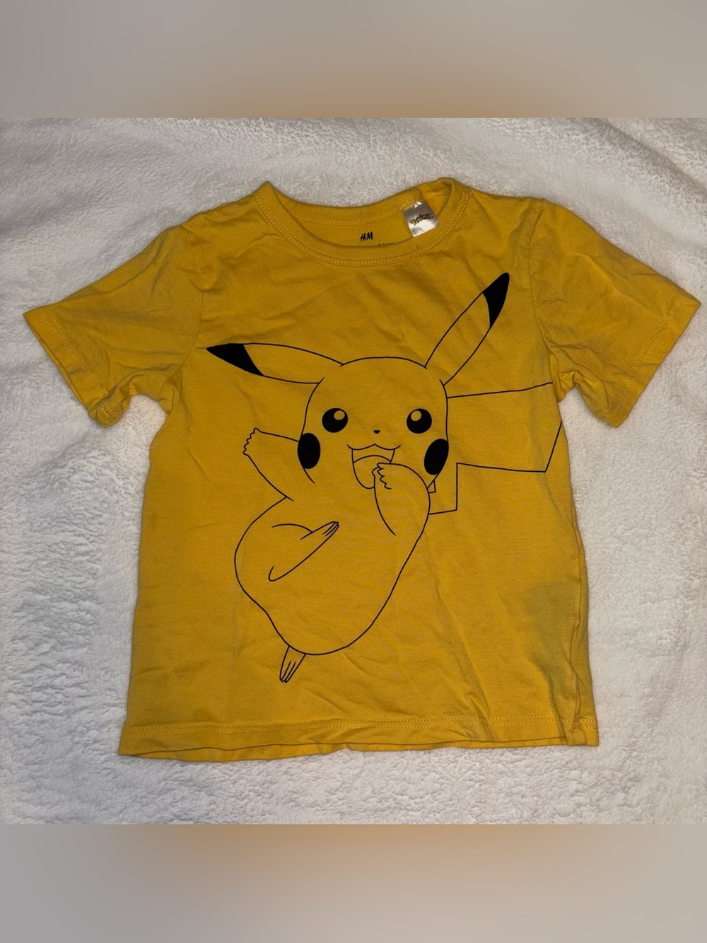 H&M Yellow Kids Pikachu Outline Graphic Tee